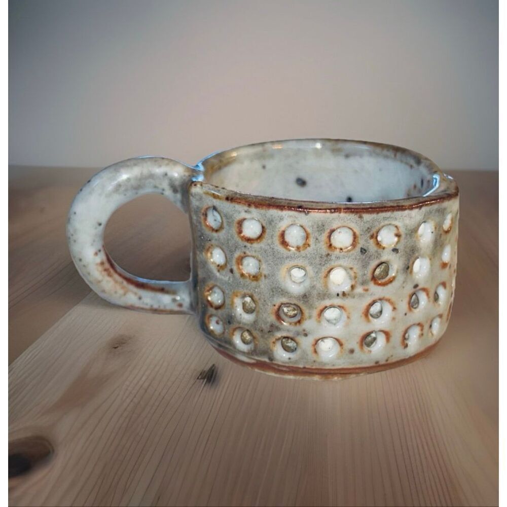 Handmade Studio Art Pottery Coffee Mug Cup Gray Speckled Glazed